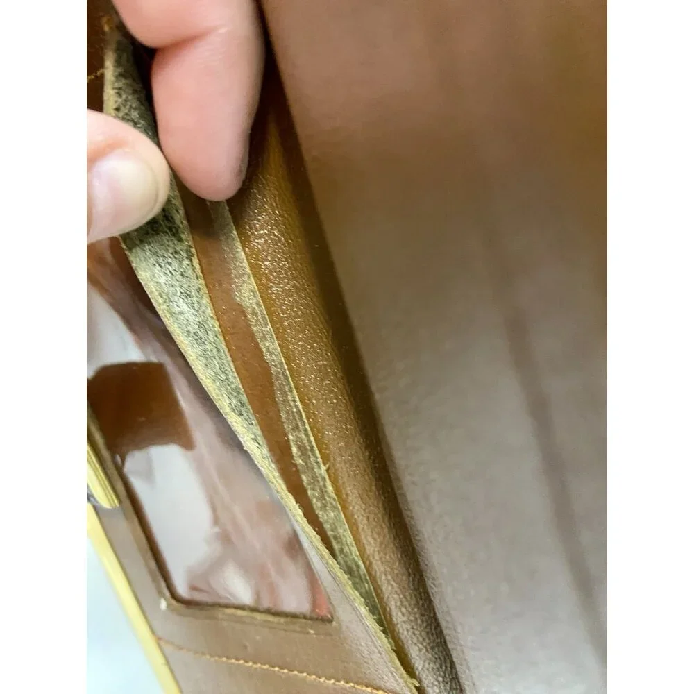 Genuine Ostrich Leg Clutch Bag Wallet Gold Tone Hardware‎ vintage READ